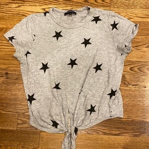 Grey Cropped Tee with Star Design